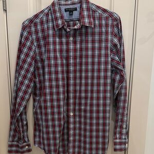 Banana Republic Men's Red & Navy Plaid Button-Down Shirt